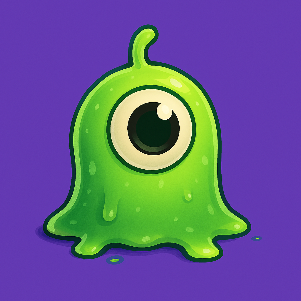 Green one-eyed slime monster